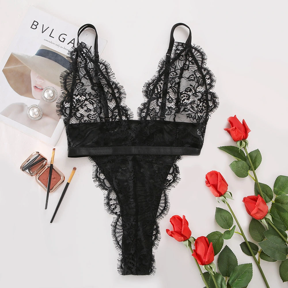 Sexy Lace Hollow Bra Erotic Lingerie Bodysuit Ladies Underwear