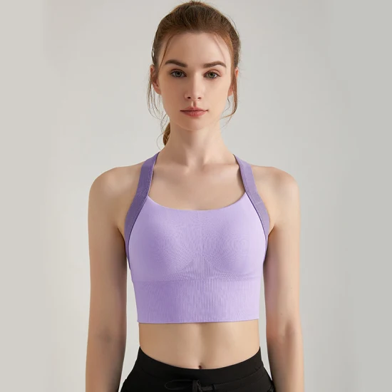 Roupa íntima esportiva à prova de choque à prova de choque mulher fitness top profissional linda roupa íntima de corrida nas costas